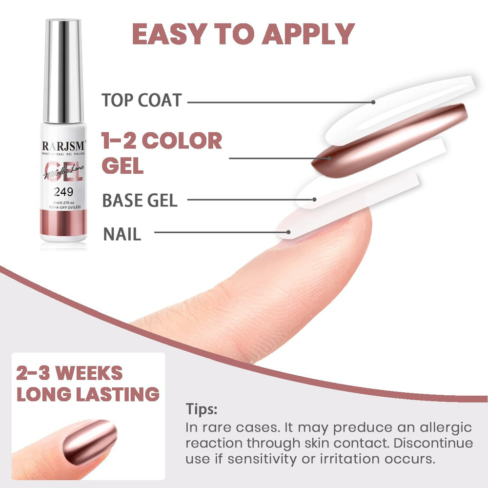 RARJSM gel liner precisión para diseños detallados en uñas.
