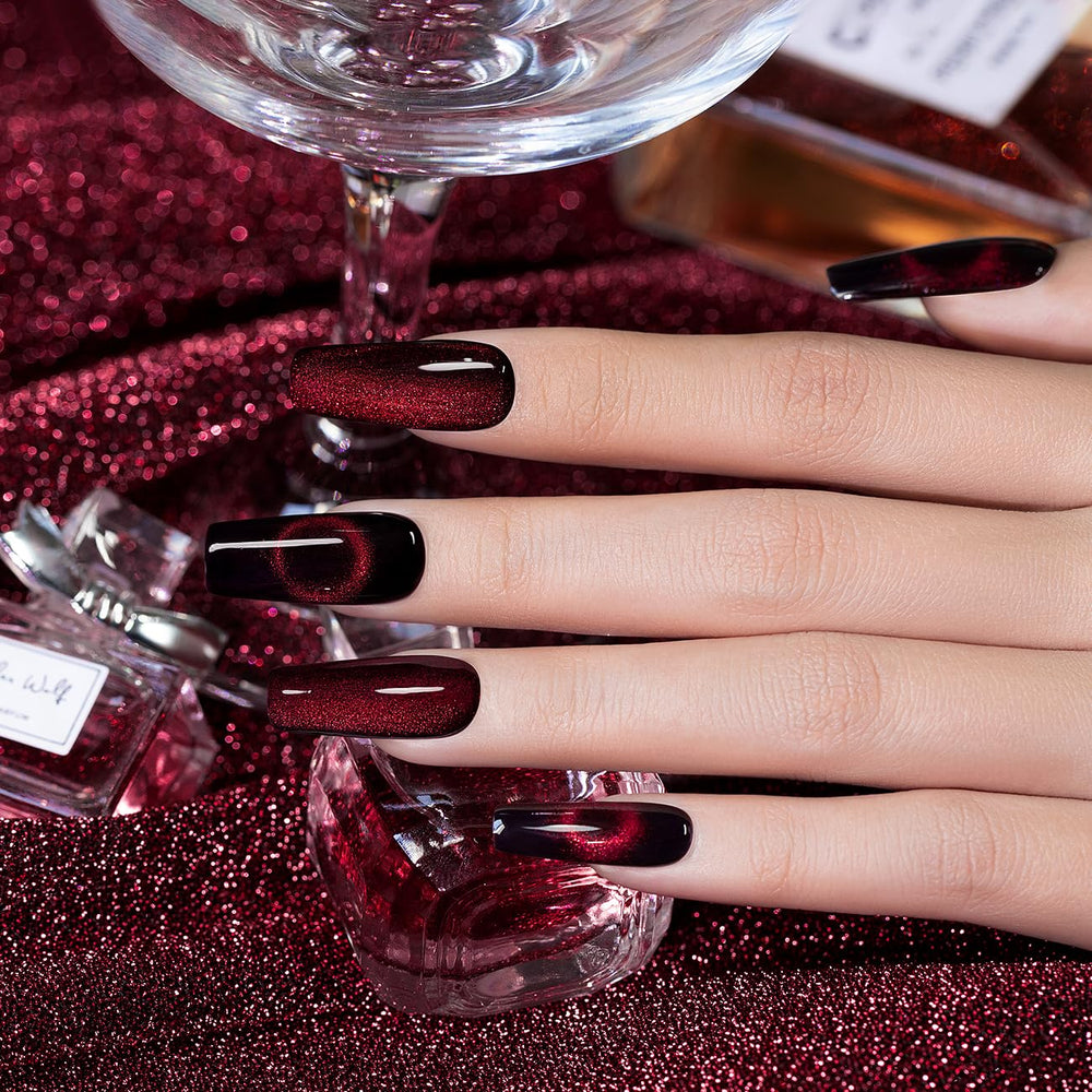 RARJSM Varita magnética para ojo de gato burdeos, crea líneas elegantes en uñas.