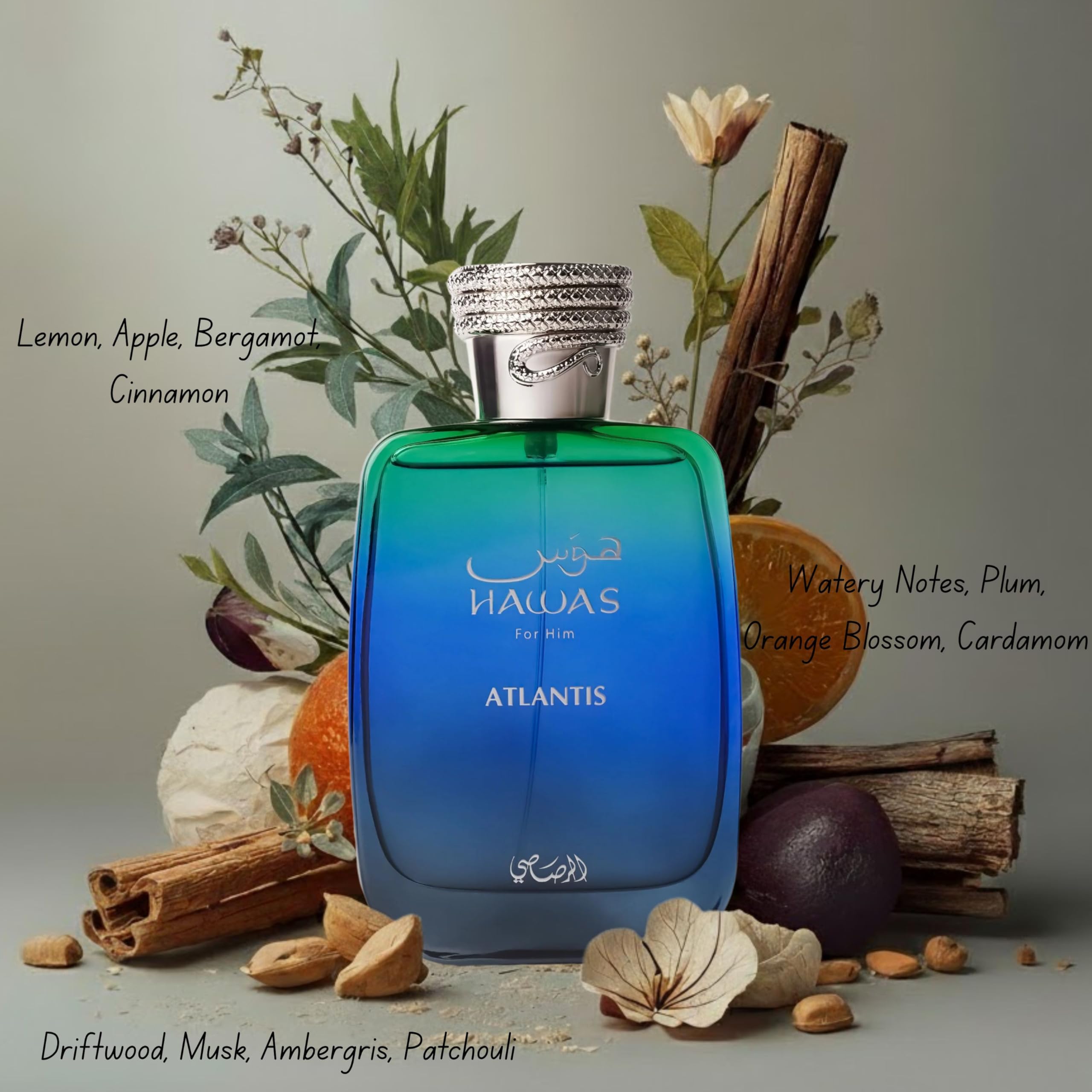 RASASI Hawas Atlantis, corazon floral y afrutado para un aroma equilibrado