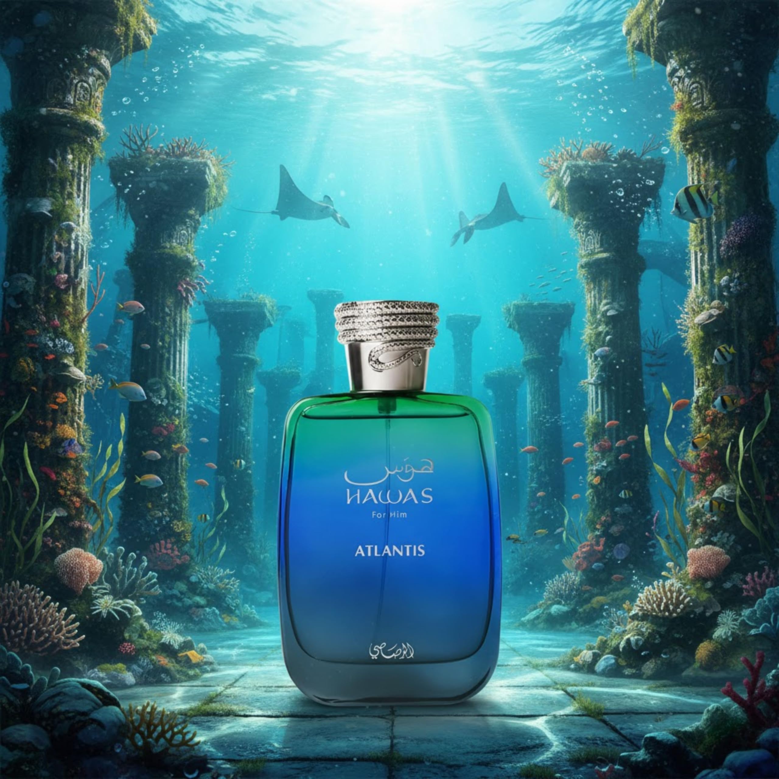 RASASI Hawas Atlantis, base de maderas calidas para mayor longevidad y sofisticacion