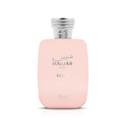 Rasasi Hawas Eclat para Mujer, empaque elegante, regalo sofisticado para cualquier celebración.