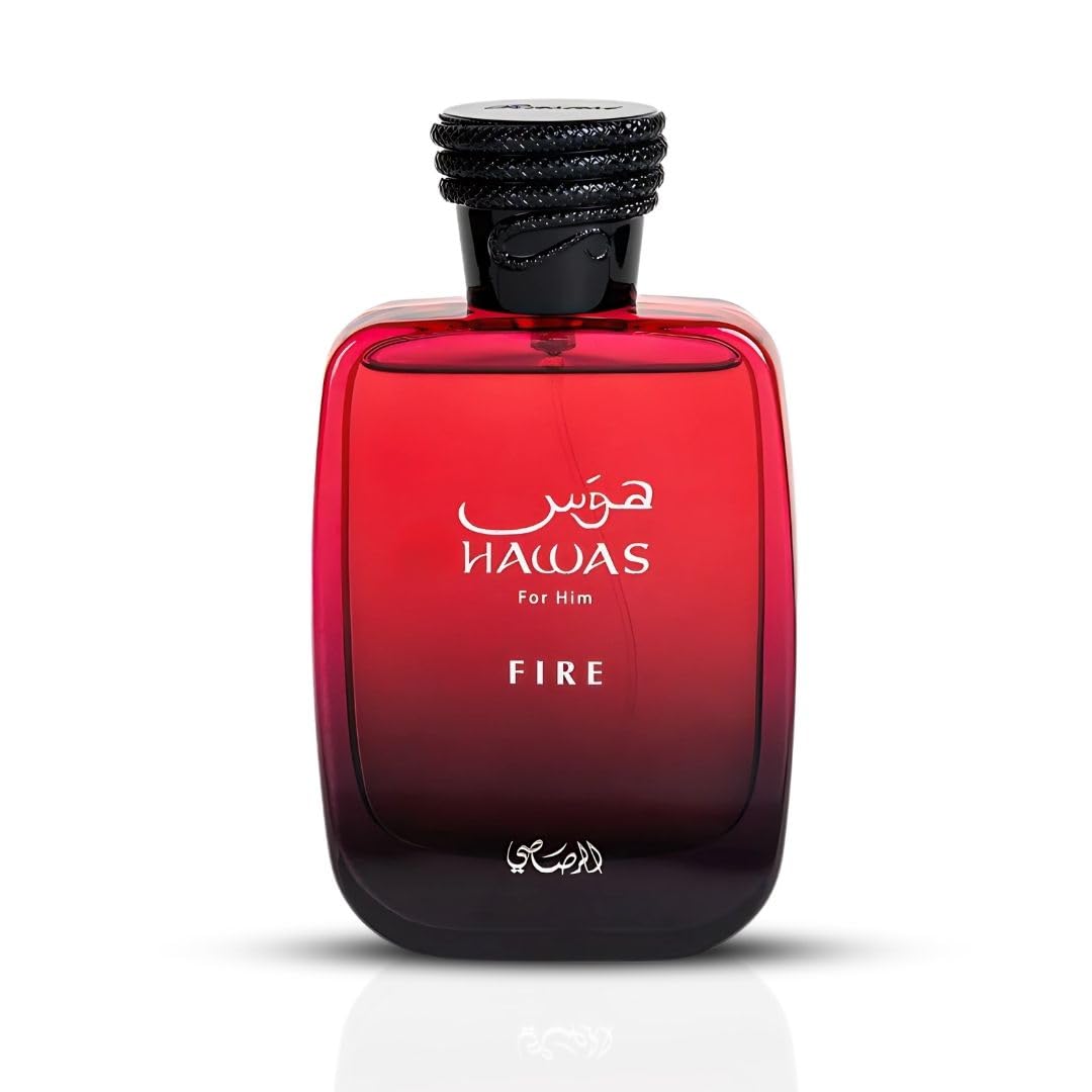 RASASI Hawas Fire, vista lateral, perfume masculino que proyecta confianza en encuentros.