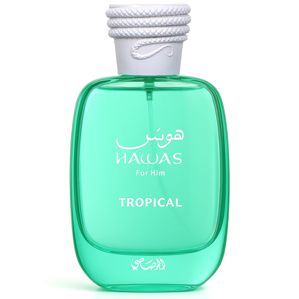Rasasi Hawas Tropical en frasco, aroma fresco para uso diario y confianza