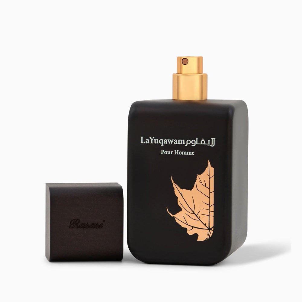 Rasasi La Yuqawam Detalle notas: sinergia aromática para confianza diaria.