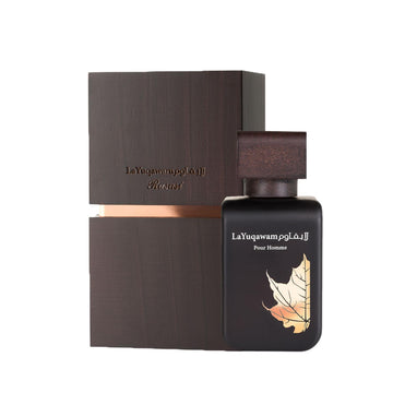Rasasi La Yuqawam Frontal botella: presencia elegante para noche y día.