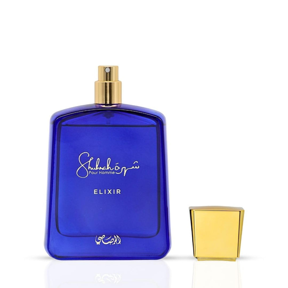 Rasasi Shuhrah Elixir Pour Homme, aplicación en puntos de pulso para una fragancia equilibrada.