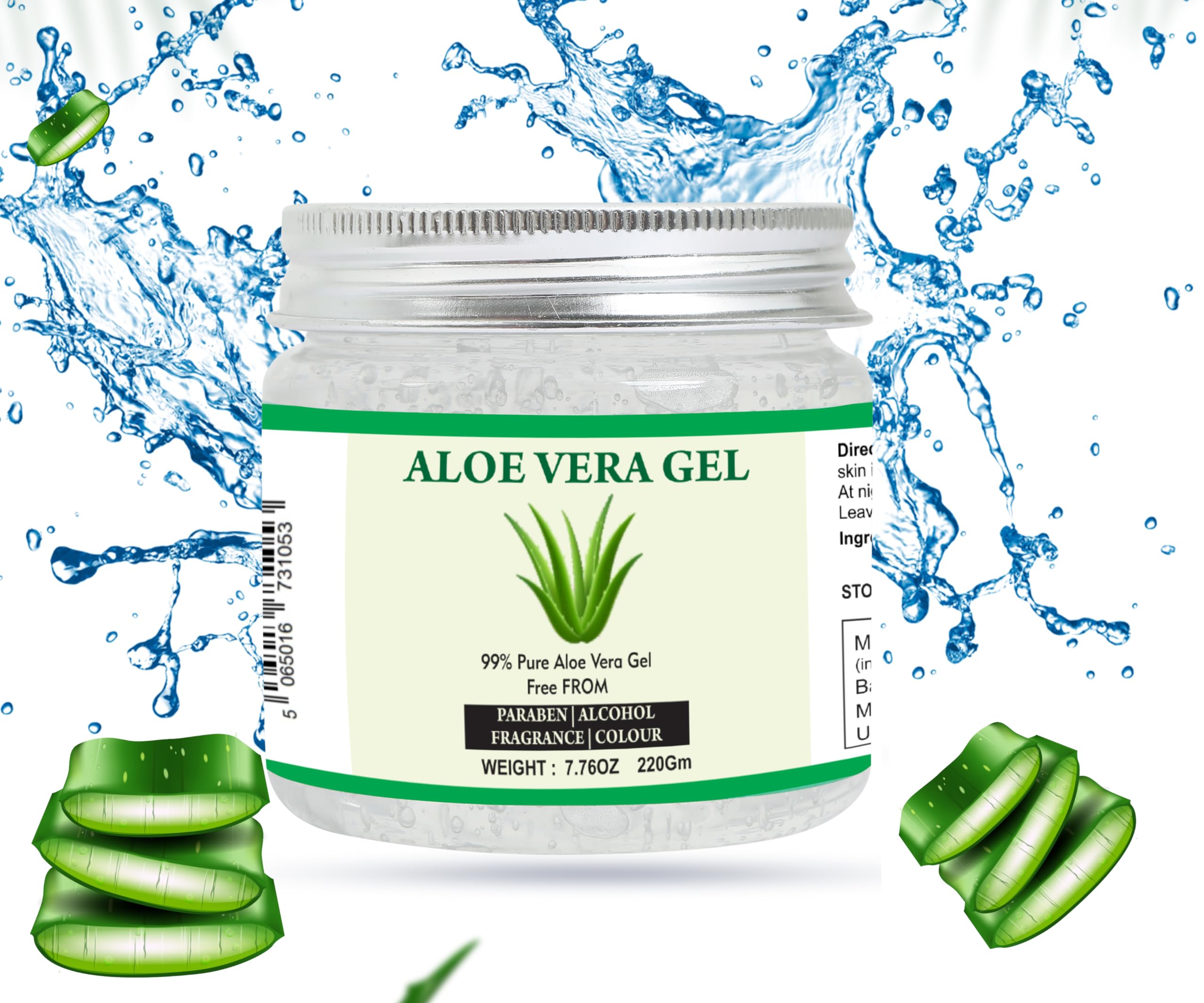 Raslok Aloe Vera Gel, textura suave para hidratar cabello y piel sin grasa.