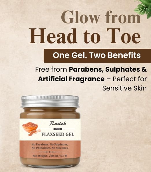 Raslok Gel de Linaza Puro aporta brillo natural sin engrasar el cabello.