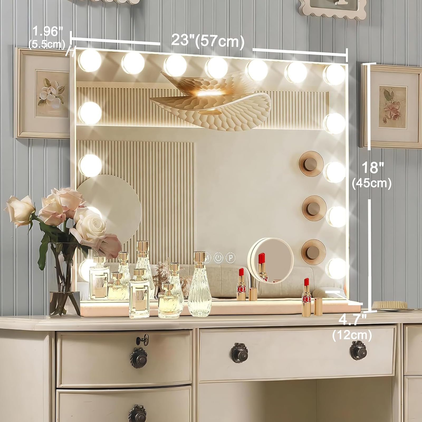 Ratsamee Espejo de diseño elegante para escritorio de maquillaje