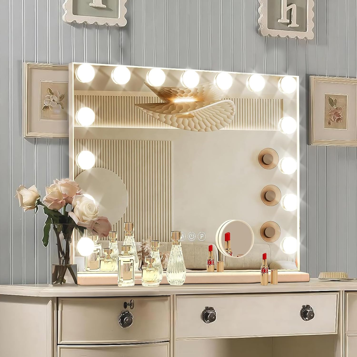 Ratsamee Espejo Tocador Hollywood con iluminación LED para maquillaje nítido