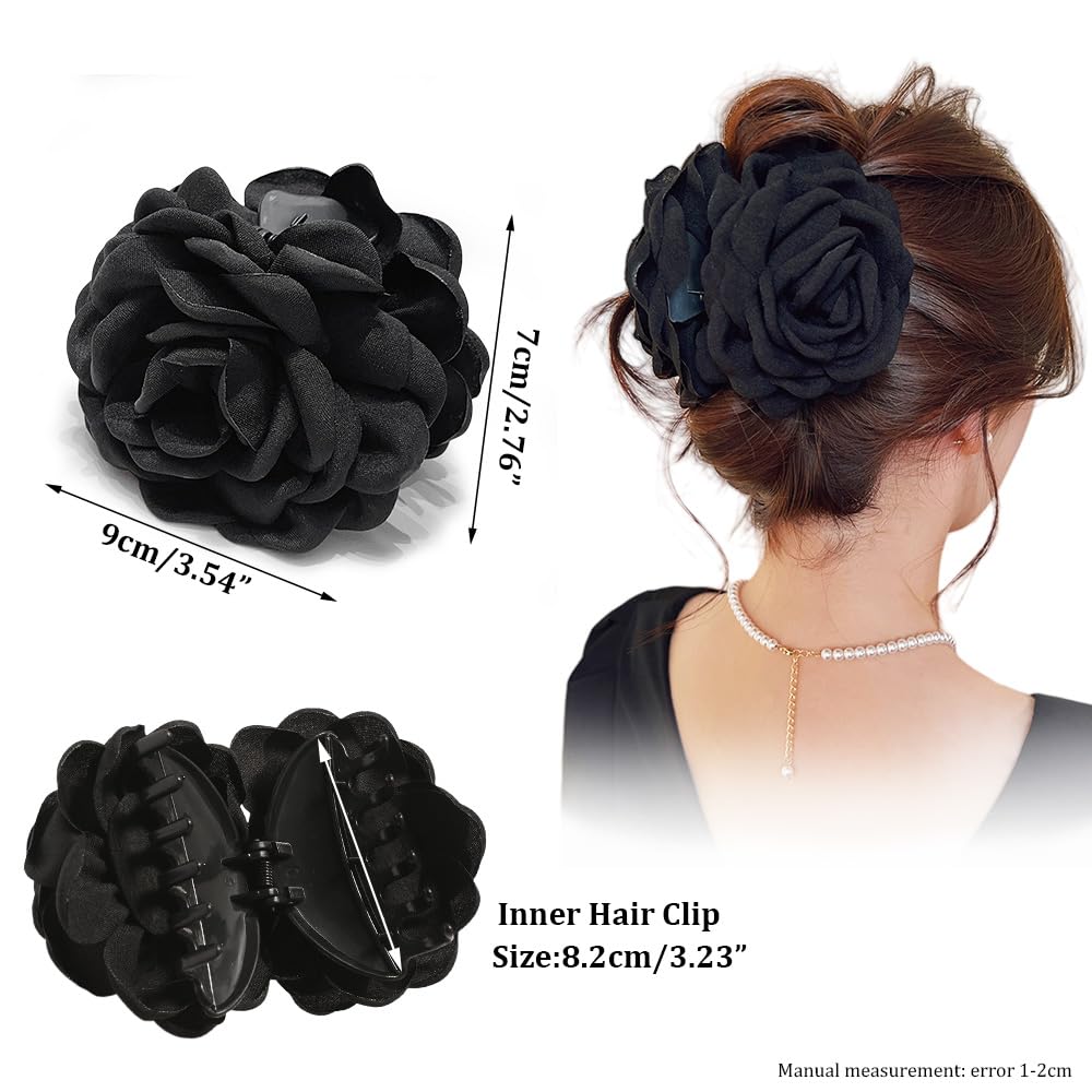 RAUIMOUR clip pelo flor de tela beige, acabado resistente para uso diario.