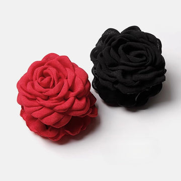RAUIMOUR clip pelo flor de tela rosa, estilo bohemio para ocasiones.
