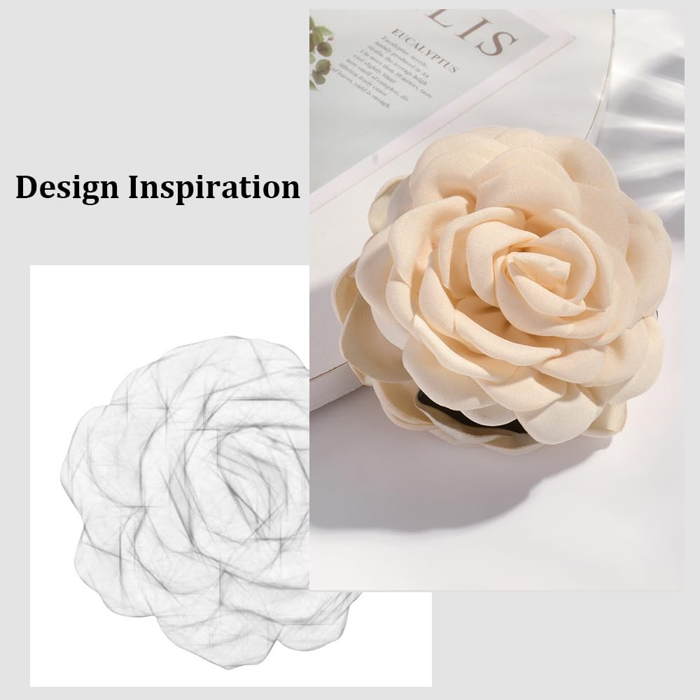 RAUIMOUR clip pelo flor de tela rosa, añade elegancia y practicidad al peinado.