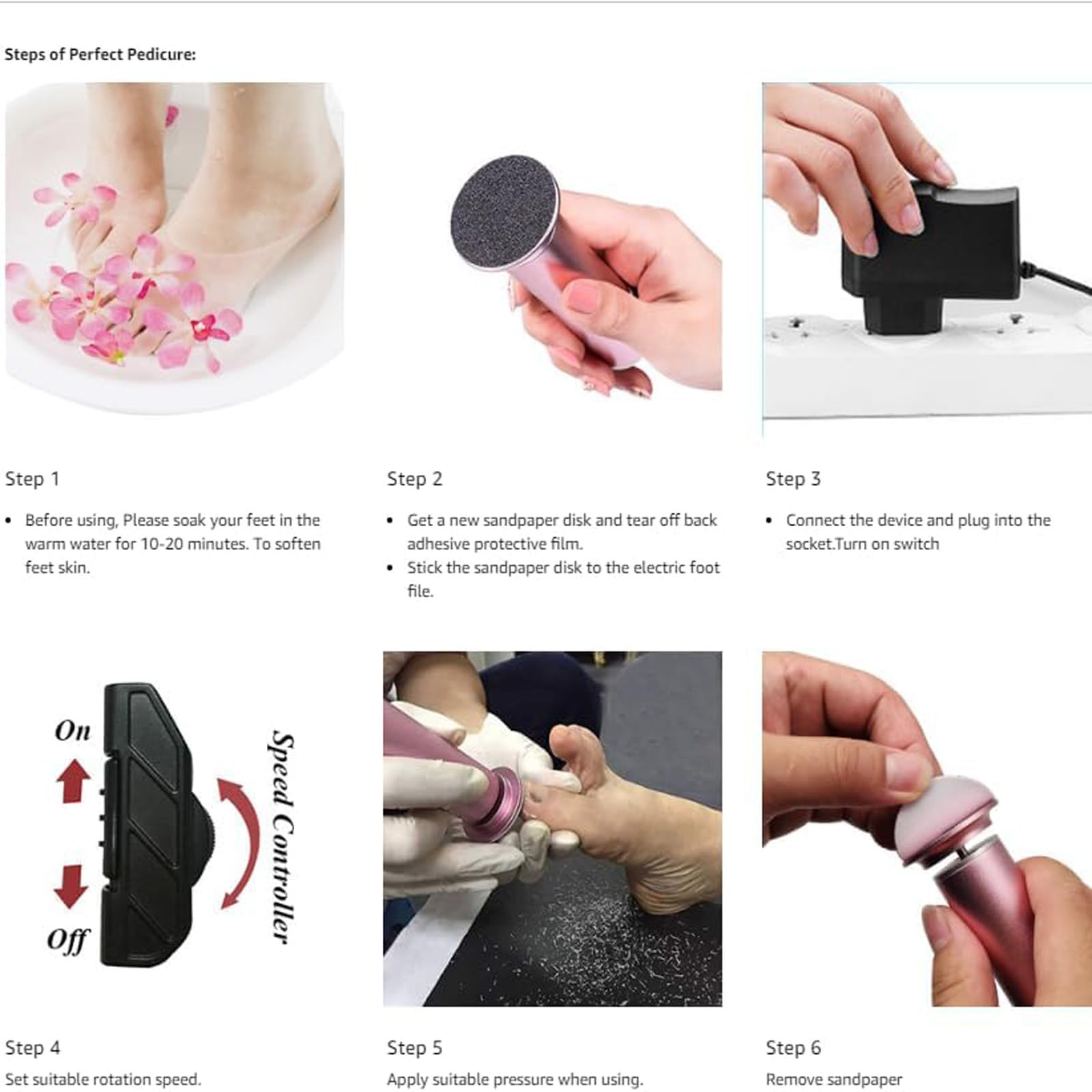 Ravifun diseño ergonómico, manejo cómodo durante sesiones de pedicure.