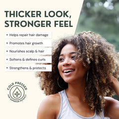 Brillo natural en cabello gracias a Batana Oil RAW ACTIVES.