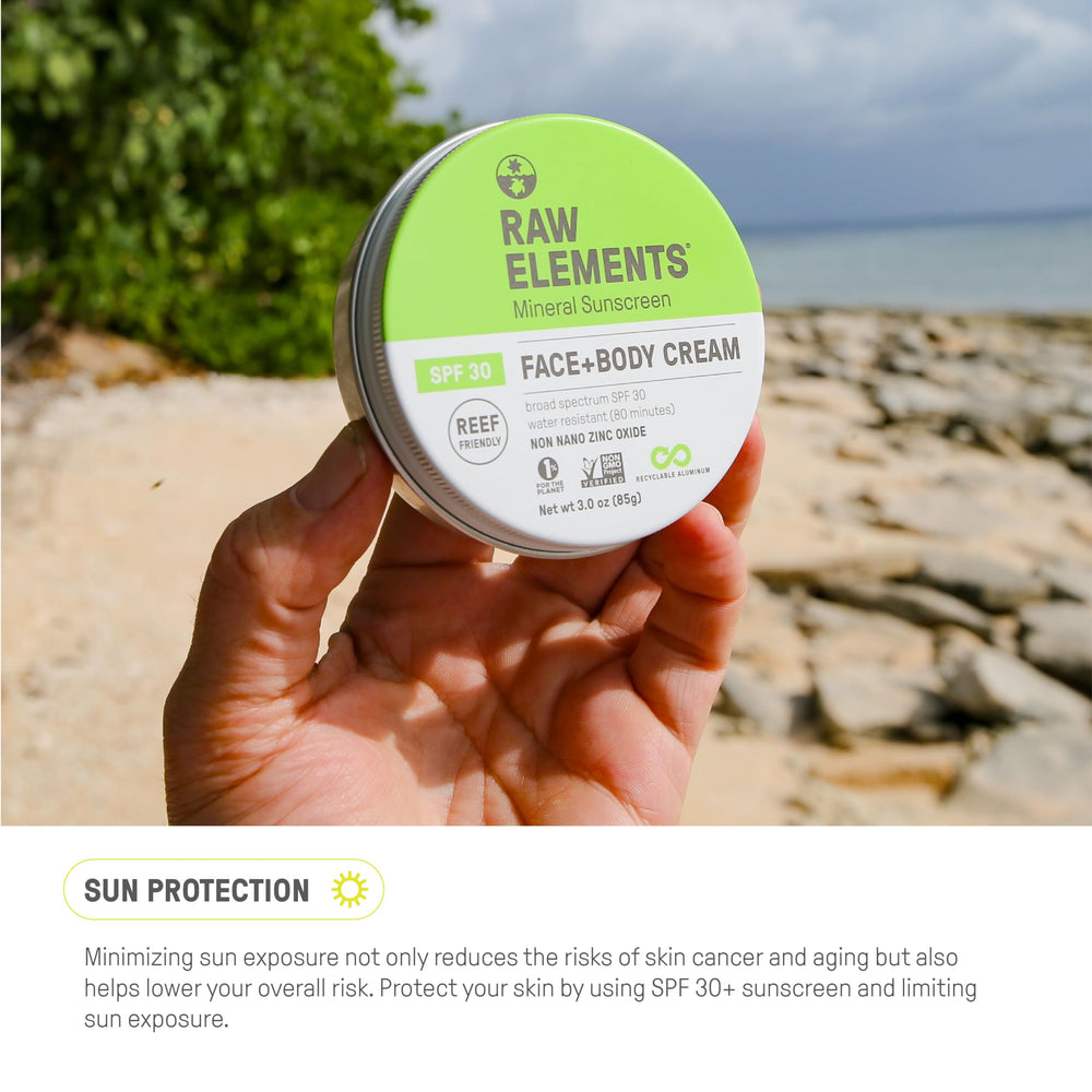 Raw Elements protección segura para arrecifes, belleza sostenible para el océano