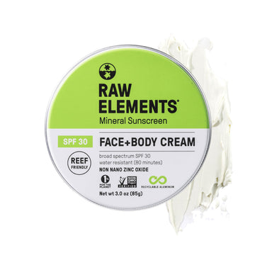 Raw Elements protector SPF 30 para rostro y cuerpo en lata, protección diaria sin químicos