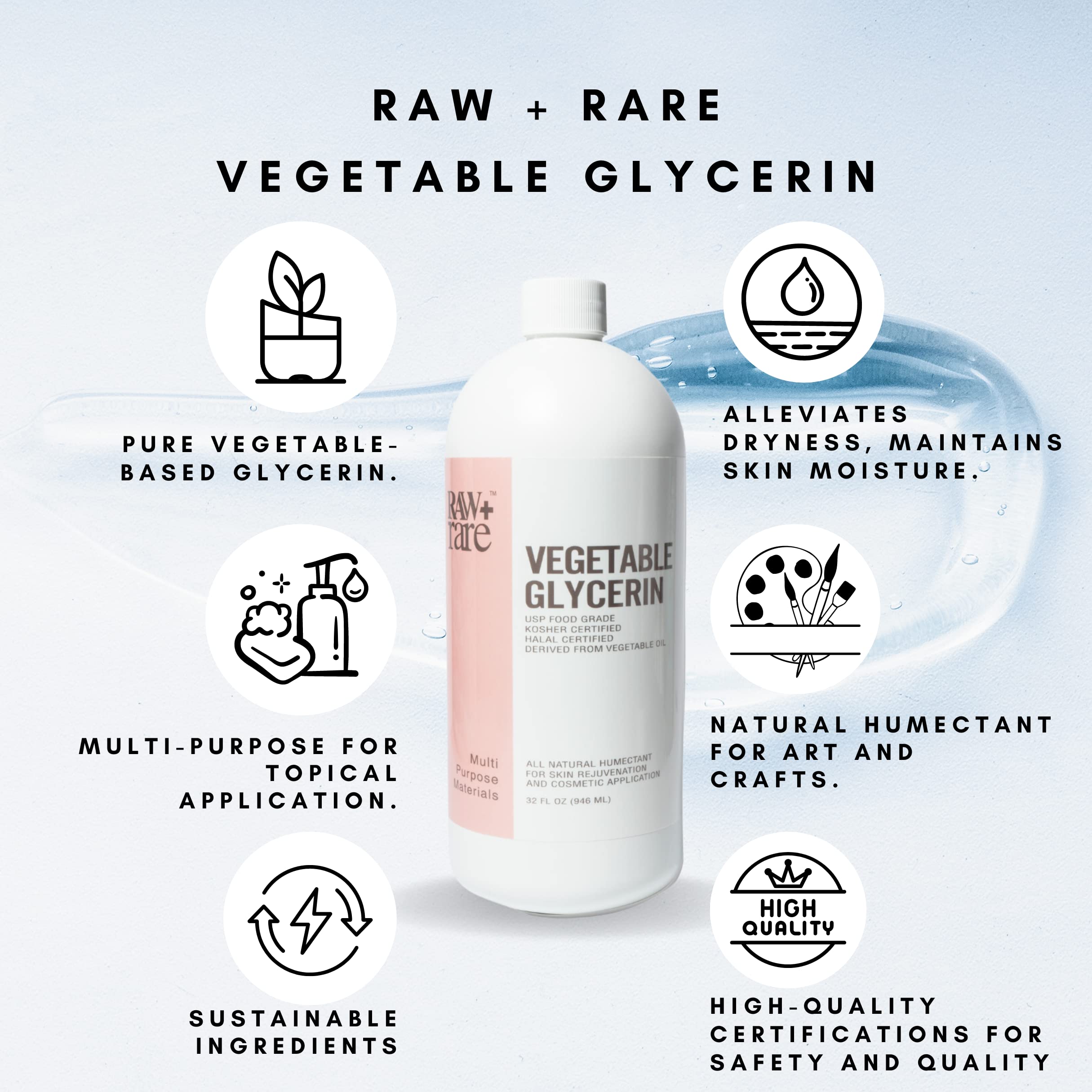 Glicerina vegetal Raw Plus Rare para uso tópico en piel