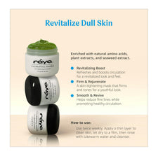 Raya Chlorophyll Masque: textura cremosa lista para aplicar en el rostro.