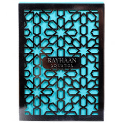 Rayhaan Aquatica: base cálida de pachulí, almizcle y haba tonka para profundidad.
