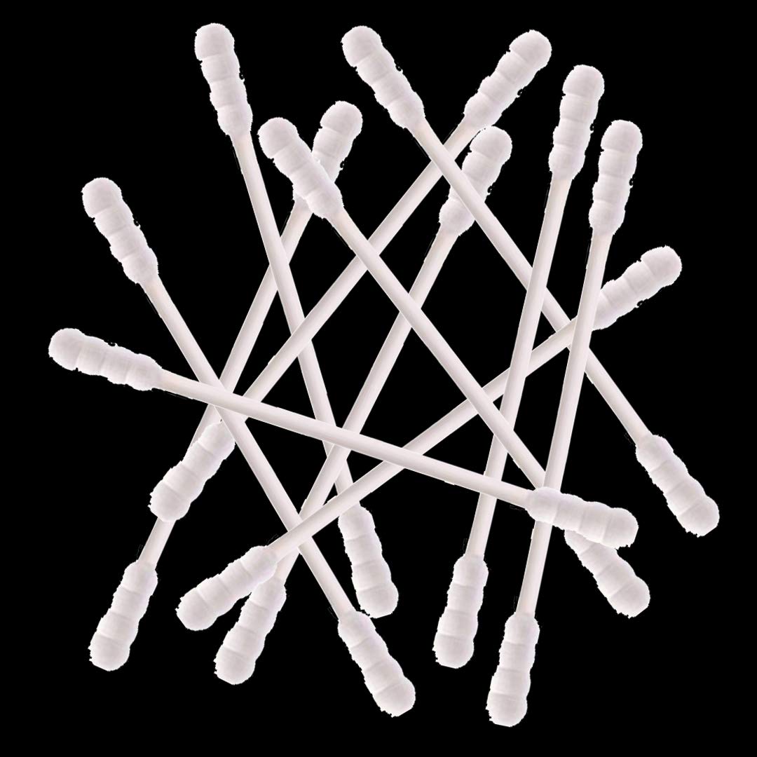 Rayhee hisopos de algodón con cabeza espiral doble para limpieza precisa