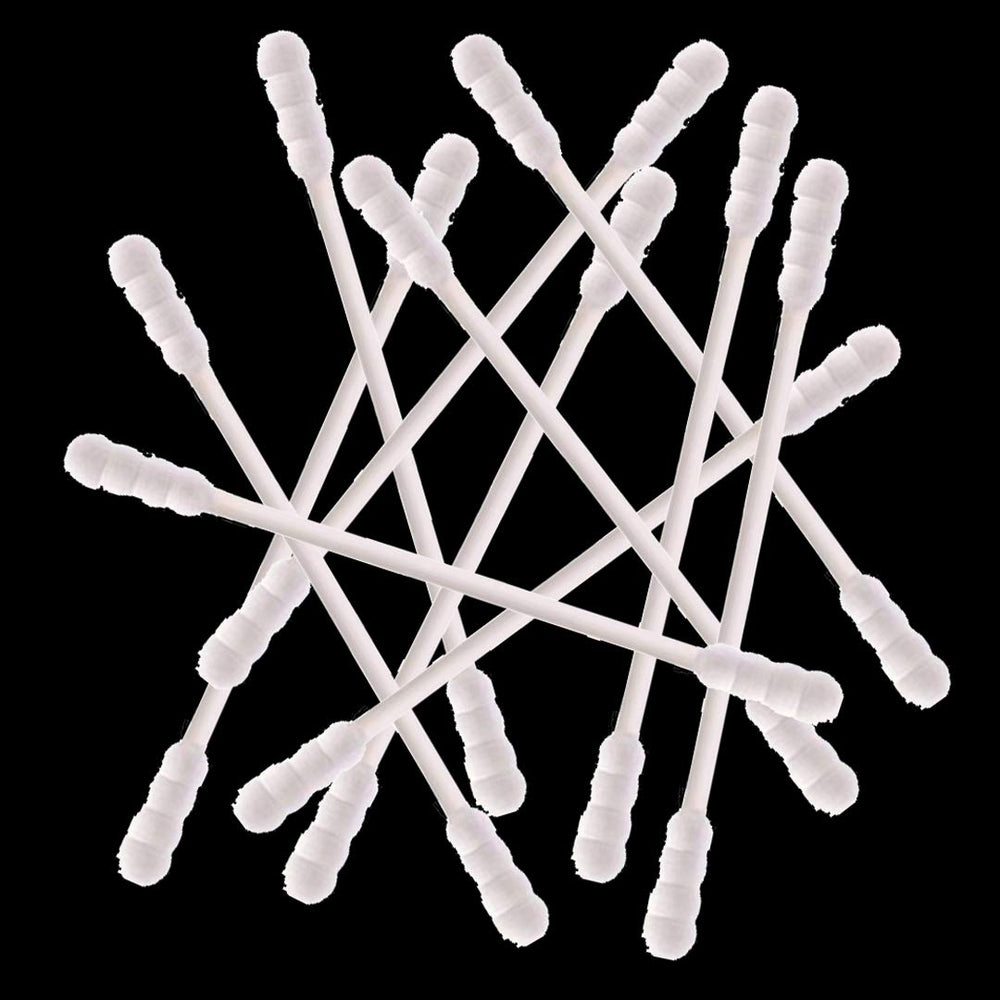 Rayhee hisopos de algodón con cabeza espiral doble para limpieza precisa