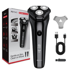 RAYI, cabezas rotativas 4D flotantes, permiten un afeitado suave y preciso en contornos.