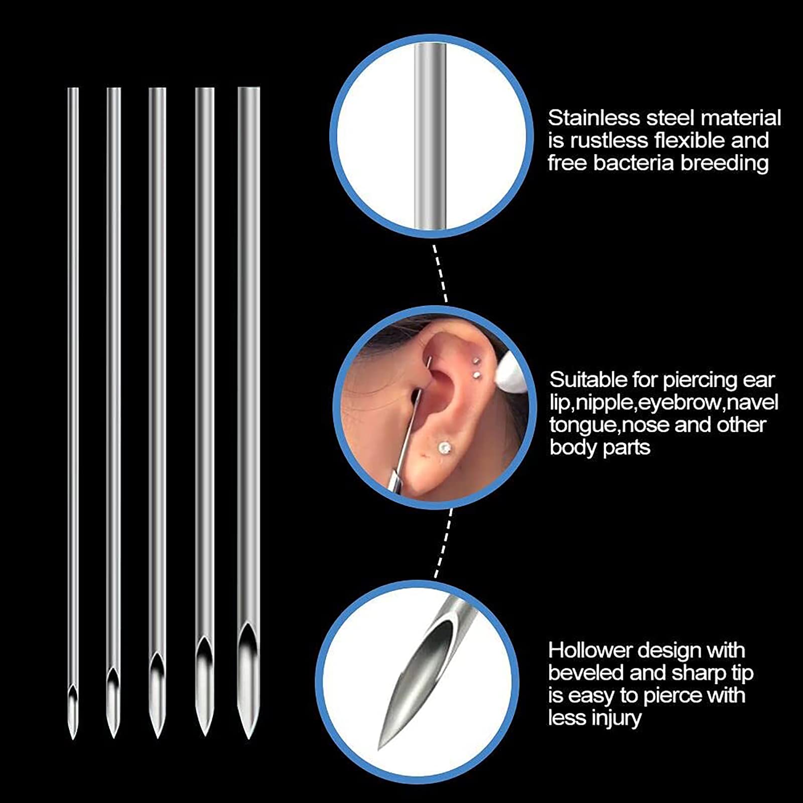 Rayyl agujas de piercing 12G–20G, precisión y esterilidad aseguradas