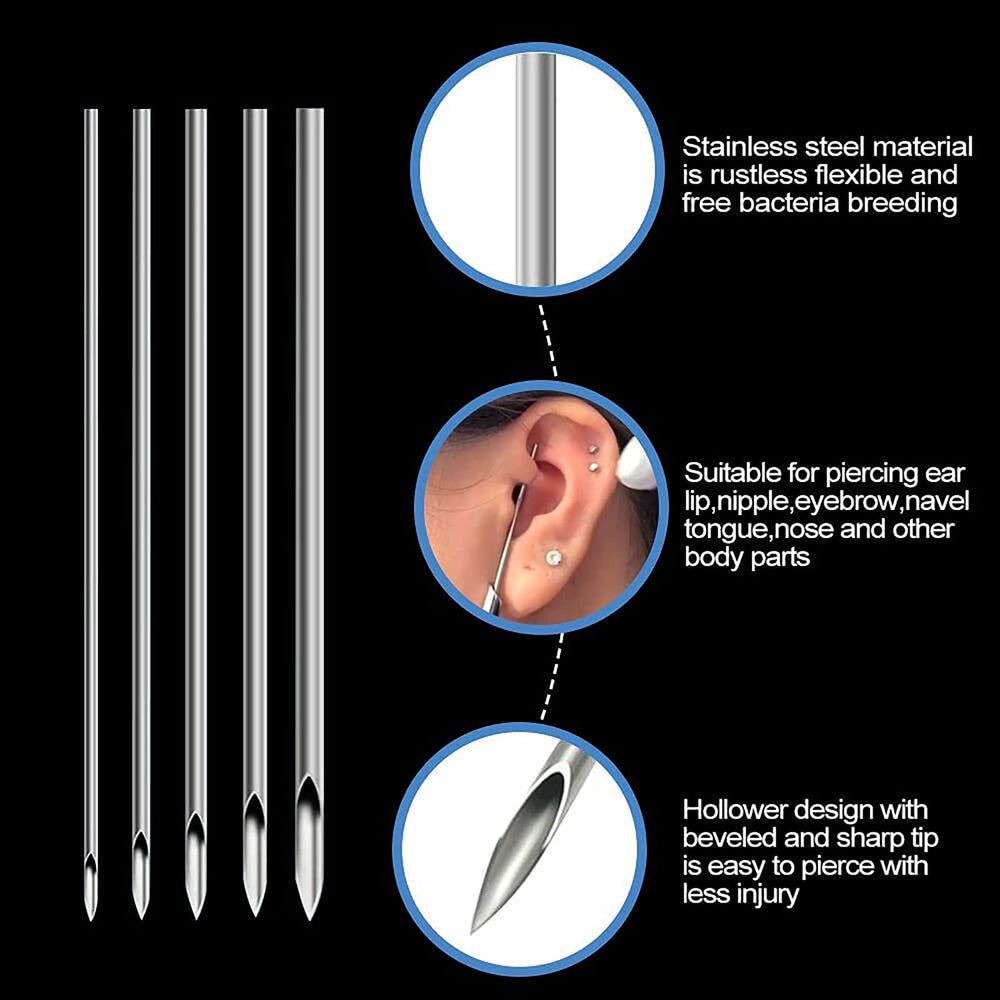 Rayyl agujas de piercing 12G–20G, precisión y esterilidad aseguradas