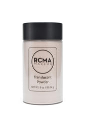 RCMA Polvo Translúcido en primer plano: envase y textura suave para acabado natural