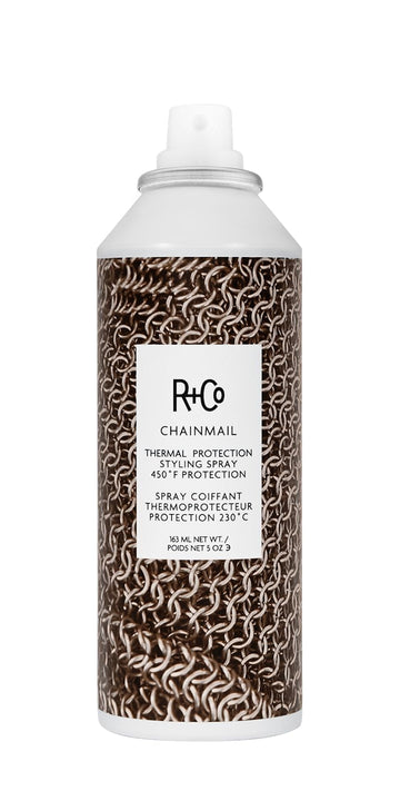 R+Co Chainmail botella de proteccion calor para peinados seguros.