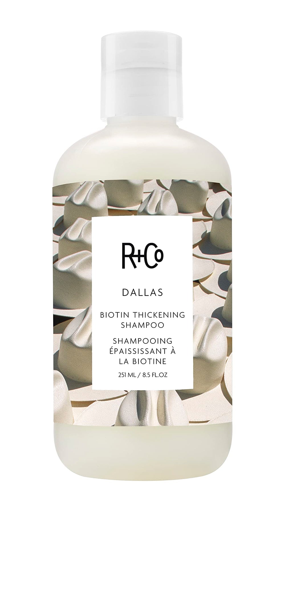 R+Co Dallas Champú Engrosante: botella elegante para volumen capilar