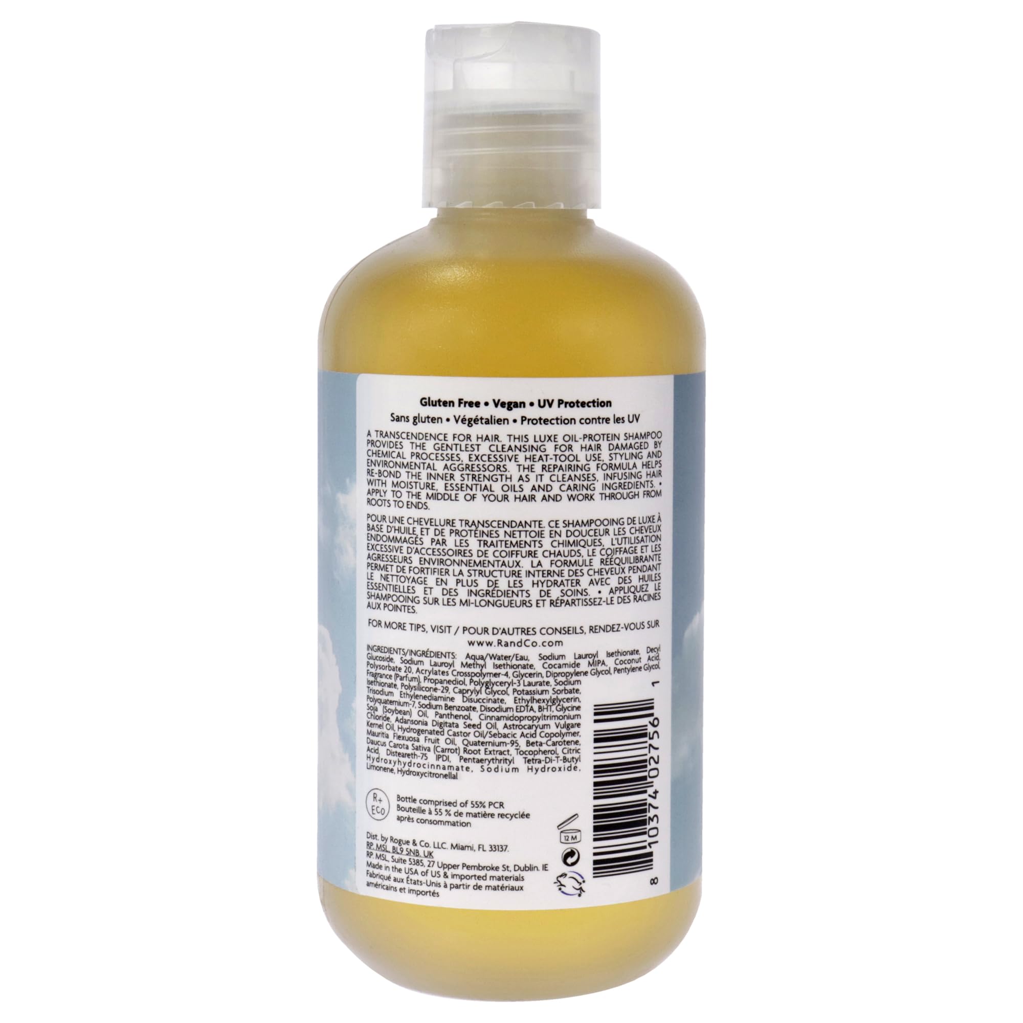 R+Co Baobab reparador, etiqueta clara con ingredientes y cuidado.