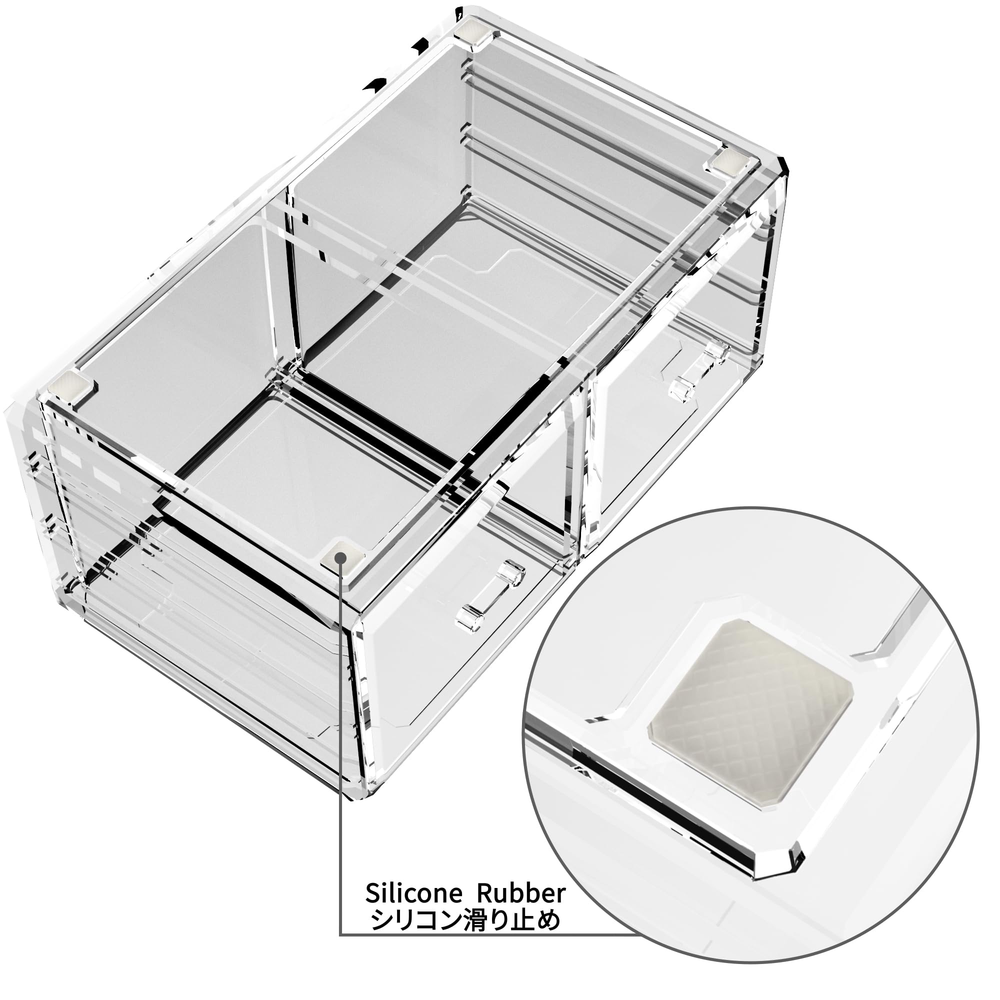 READAEER organizador maquillaje transparente, cajones medianos para labiales y delineadores.