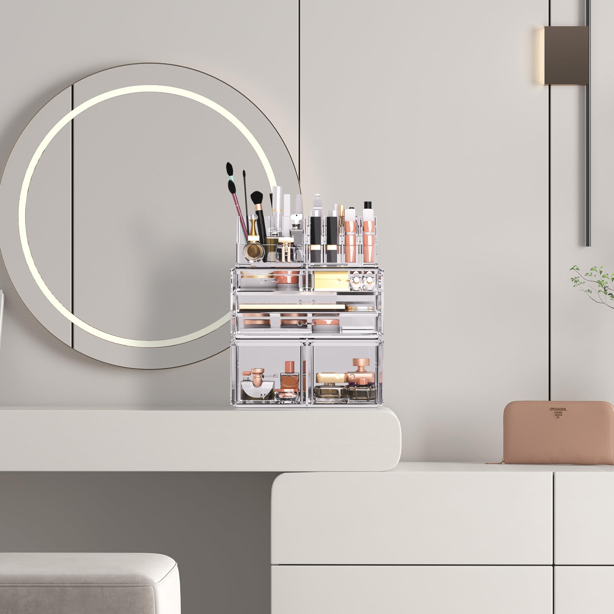 READAEER organizador maquillaje, cajones pequeños para brochas y esmaltes.