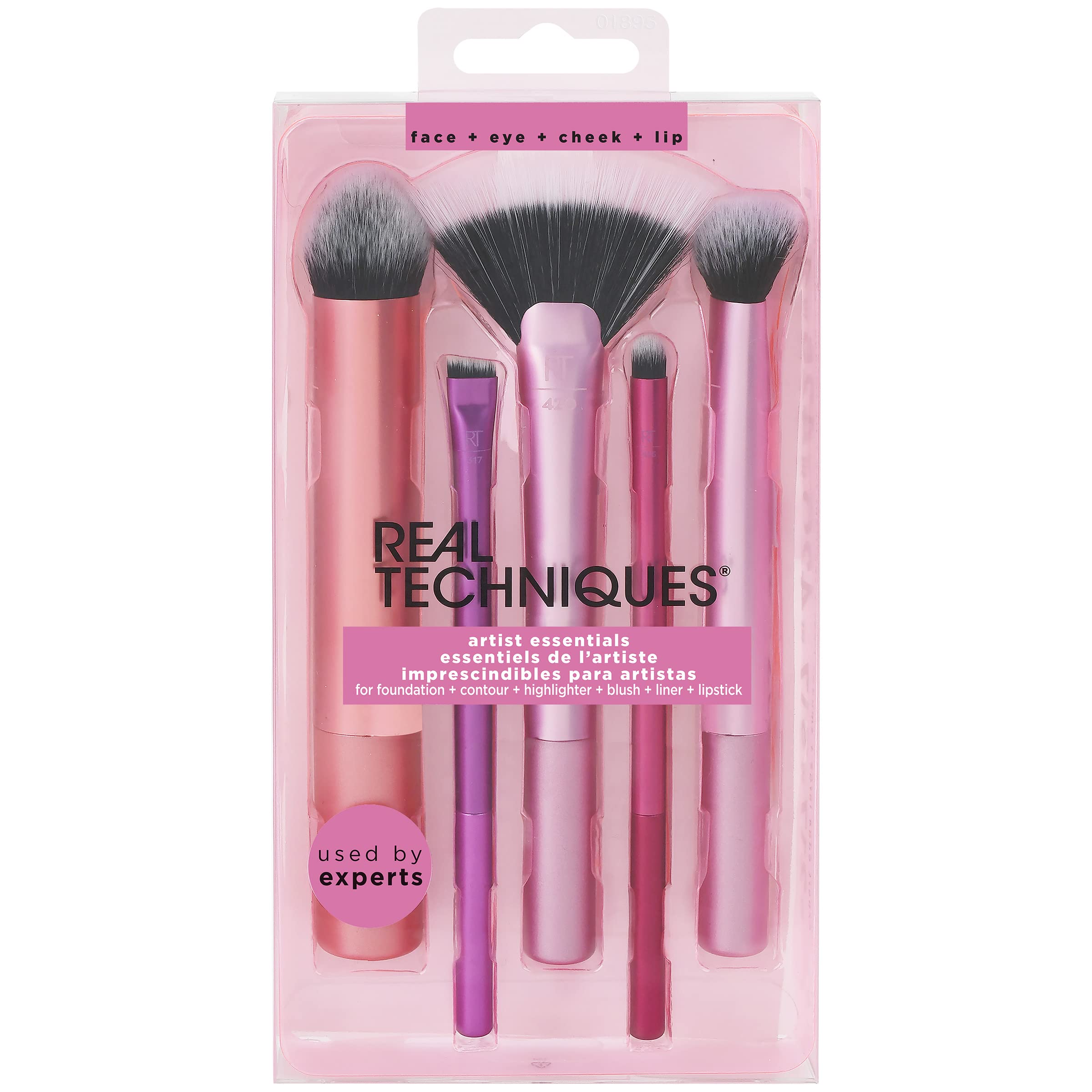 Real Techniques Artist Essentials cepillo contorno iluminador crema, difumina con precisión