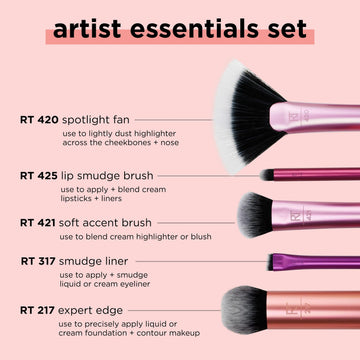 Real Techniques Artist Essentials cepillo delineador crema, trazos nítidos y controlados