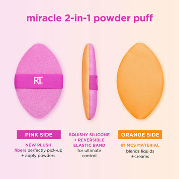Real Techniques Miracle 2-en-1: almohadilla polvo naranja para mezclar y asentar base.