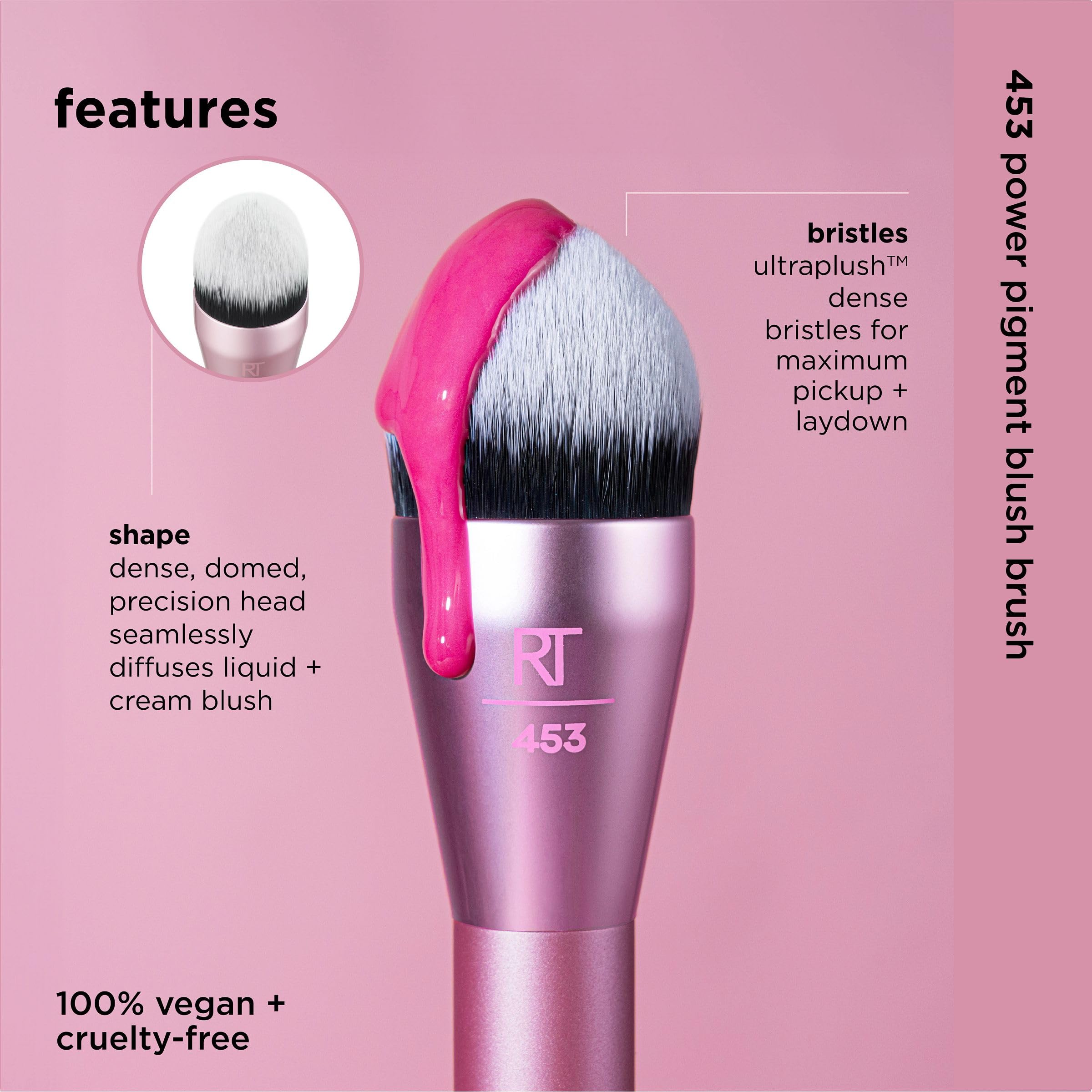 Real Techniques Power Pigment: aplicación crema-líquido suave para rubor.