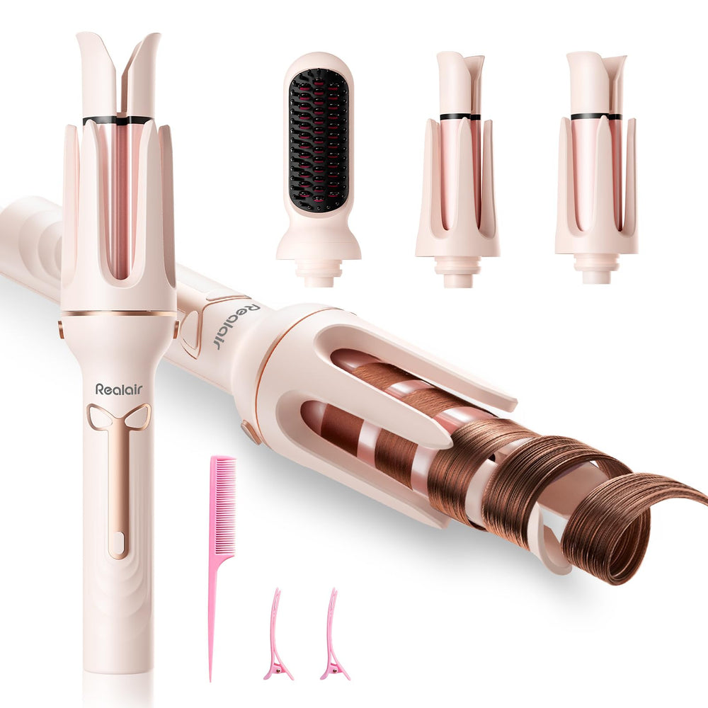 Realair barra cerámica de 1pulg para rizos definidos y brillo suave.