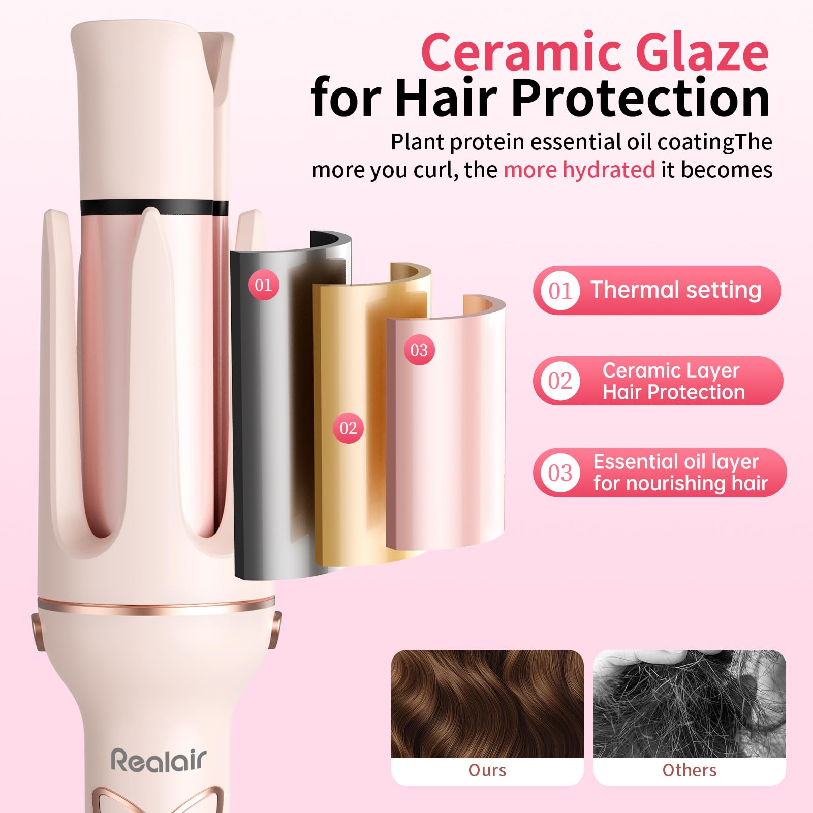 Realair temperaturas ajustables para cabello fino o grueso.