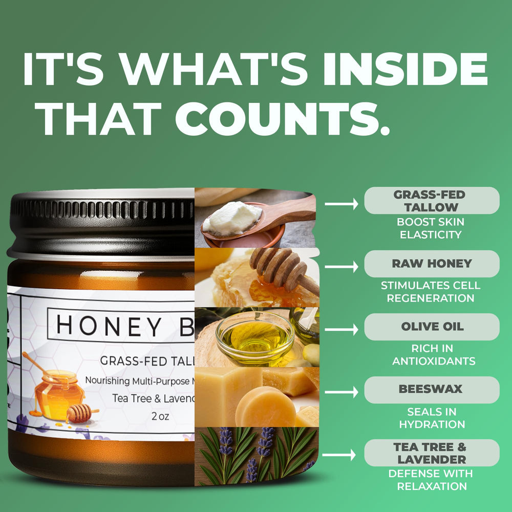 Really Good Blends ingredientes clave: grasa de res alimentada, miel cruda y aceite de oliva.