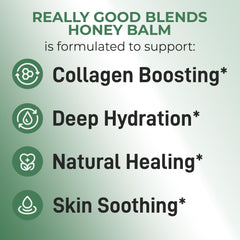 Really Good Blends bálsamo con ingredientes naturales: sebo, miel, cera de abejas, aceite de oliva y lavanda.