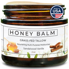 Really Good Blends Tallow Honey Balm jar front view; deep hydration for dry skin.