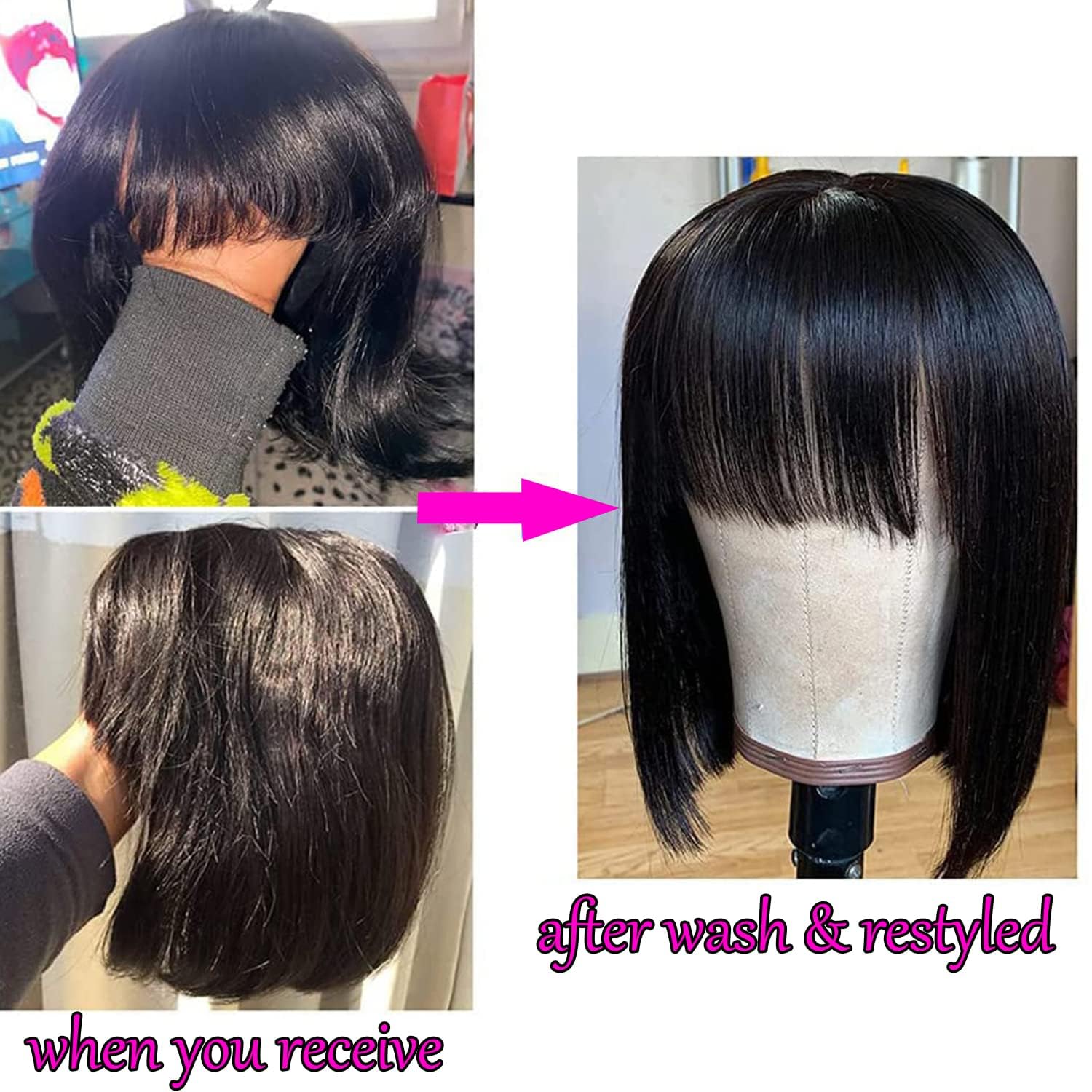 Rebasar bob corto ideal para graduaciones, fiestas y eventos.