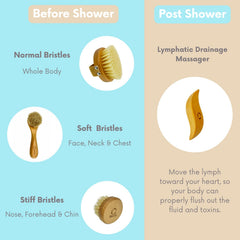 Reccsy cepillo cuerpo seco cerdas naturales, limpieza profunda sin irritación.