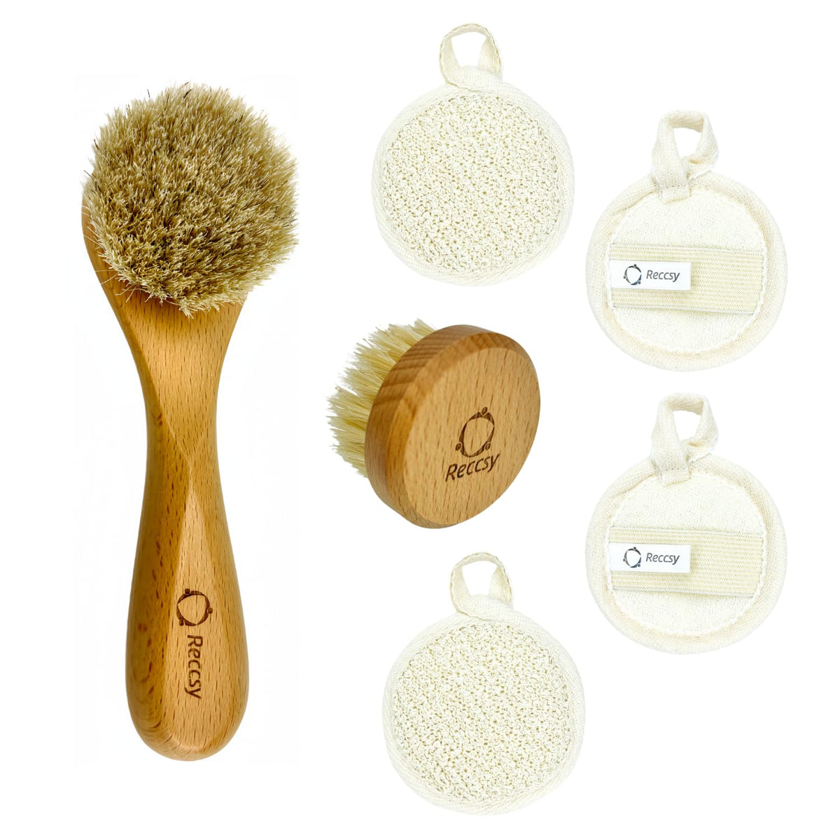 Reccsy cepillo seco facial para drenaje linfático, uso suave y cómodo.