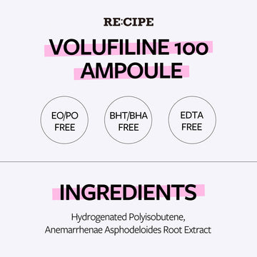 RE:CIPE Volufiline acabado suave y absorción rápida en la piel.