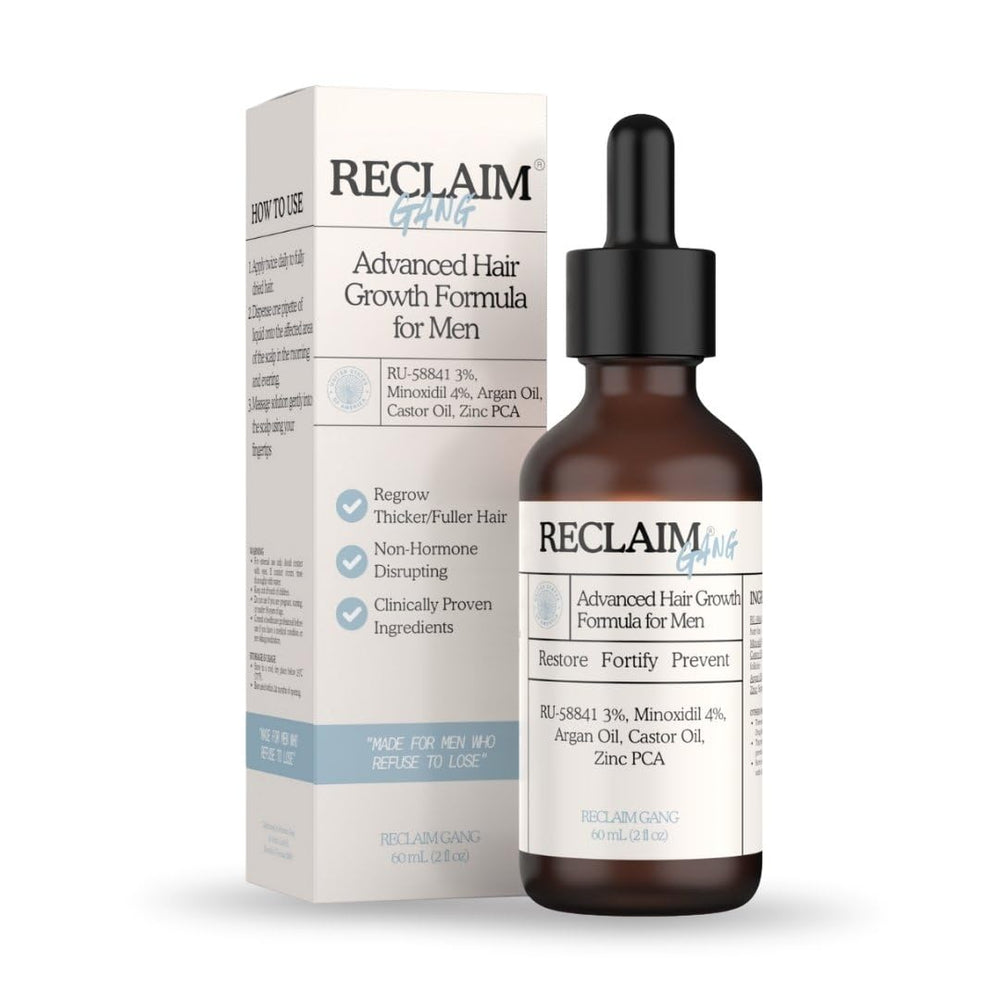 Sérum Reclaim Gang RU58841 et Minoxidil en bouteille prête à soutenir la pousse des cheveux