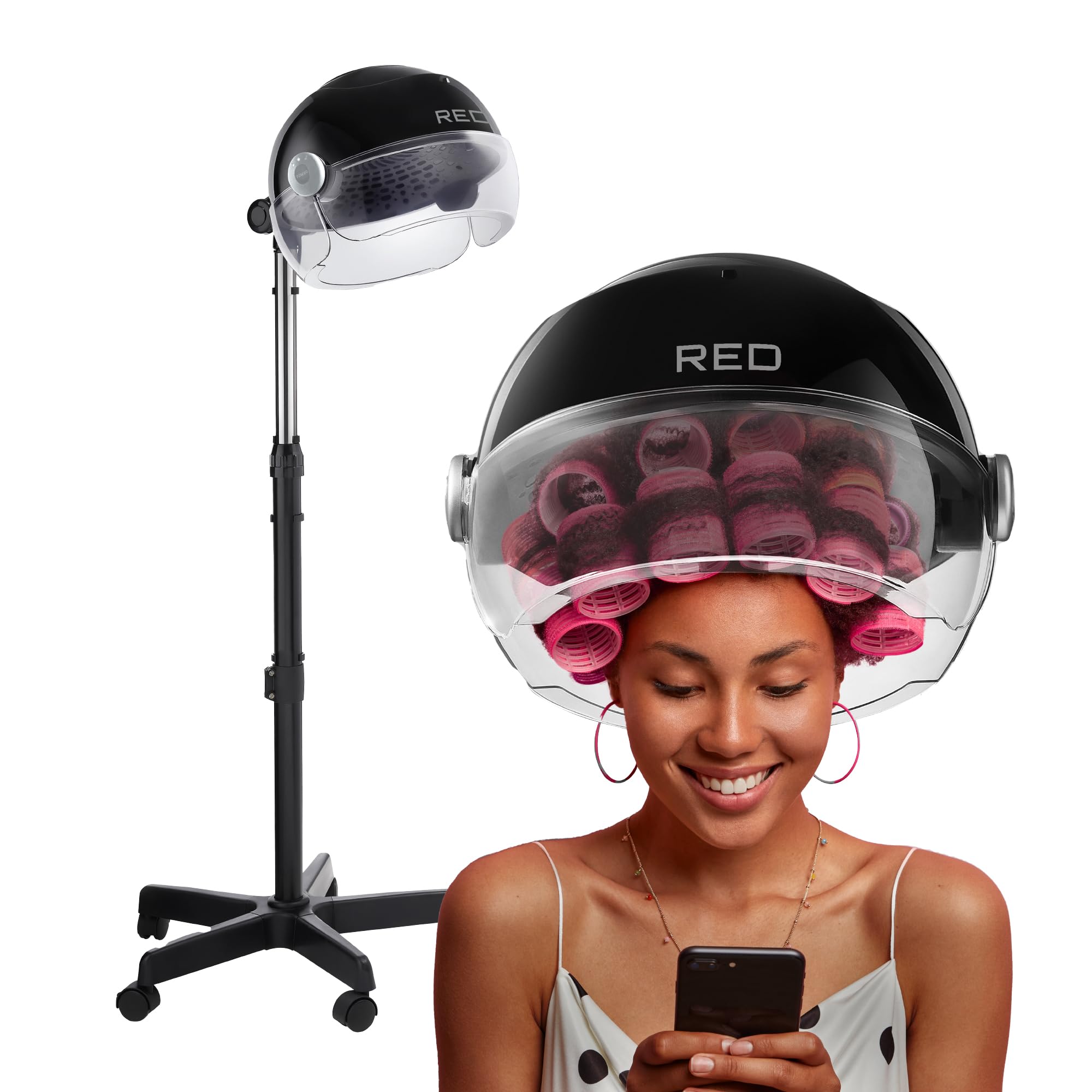 RED de Kiss 3000 secador de capucha cerámico con base ajustable para uso cómodo.